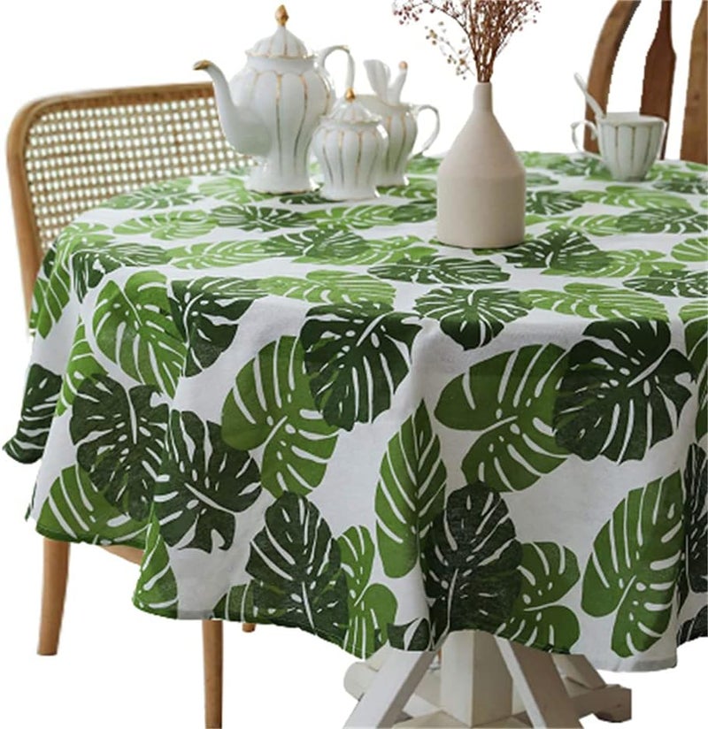 Luckam Pastoral Square Tablecloth, Linen Fabric Table Cloth Washable Table Cover with Dust Proof Wrinkle Resistant for Restaurant, Picnic, Bistro, Indoor and Outdoor Dining, Monstera (55 x 55 Inch) - Image 1