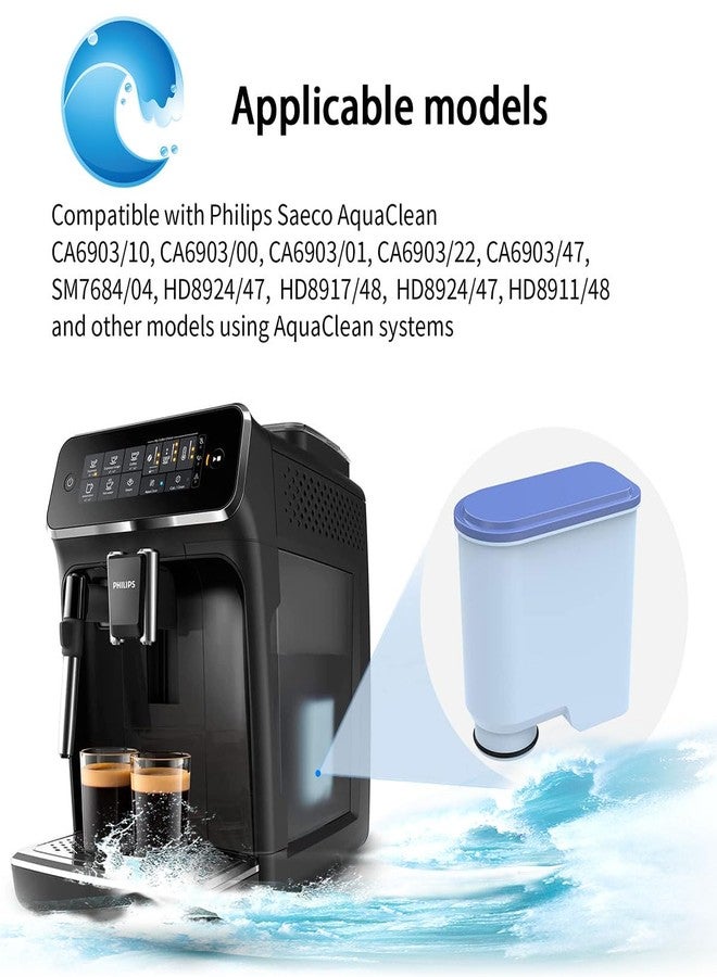 فلاتر ماكينة قهوة الإسبريسو COJINLDFEI متوافقة مع فلتر Philips AquaClean 3200/4300/1200/5400-CA6903/10/00/01/22/47 (عبوة من 4 فلاتر) - Image 2
