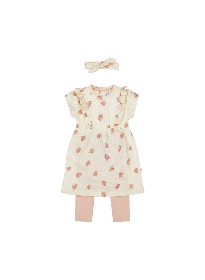 Dirkje Girls Baby Set Dress Legging Hairband Off White - Image 1