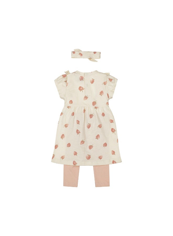 Dirkje Girls Baby Set Dress Legging Hairband Off White - Image 2