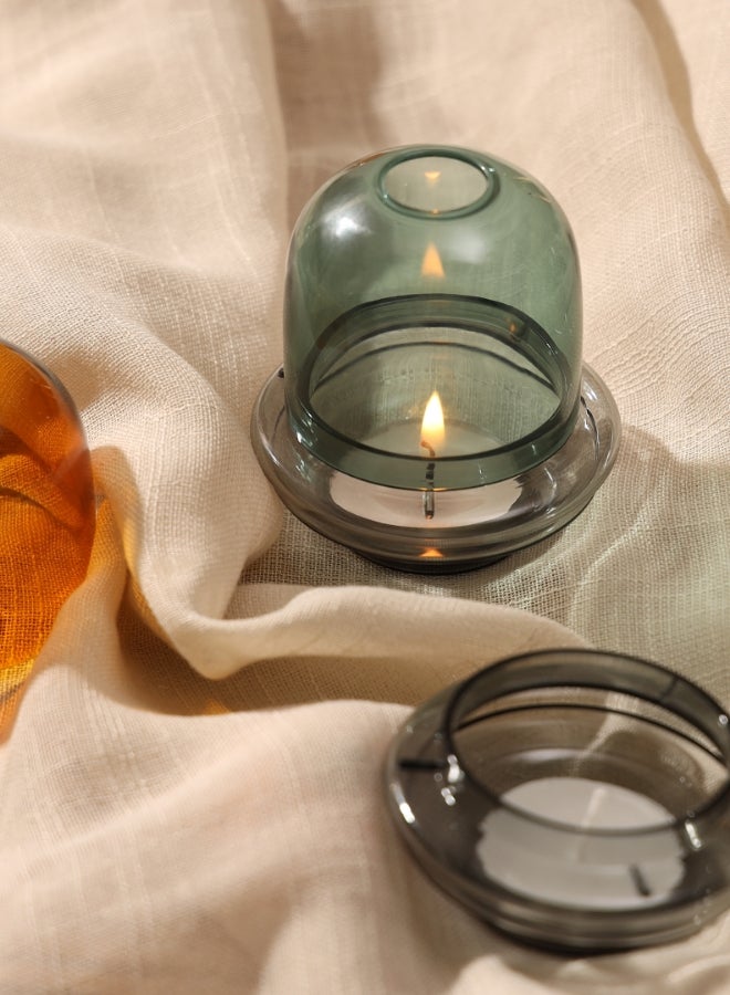 Muun Home Dome Tealight Holder with Teal Borosilicate Glass Dome & Slate Grey Base | Modern Candle Holder for Home Decor & Table Styling | Includes 2 Tealight Candles | Teal &Slate Grey | Gift Box Included - Image 4