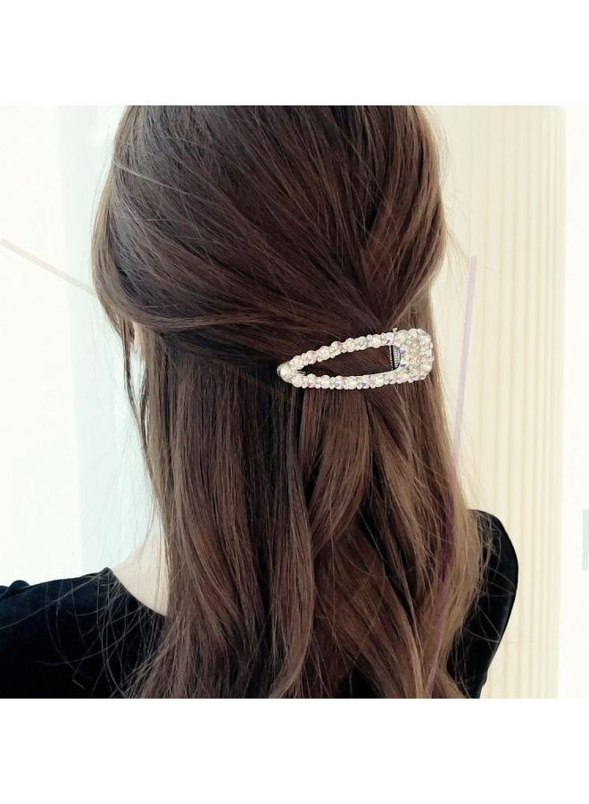 NIBEMINENT Fashion Flash Luxury Diamond Crystal Pearl Elegant Women Barrettes Hair Accessories Small Hollow Silver - Image 5