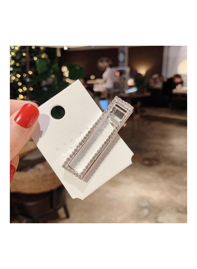 NIBEMINENT Fashion Flash Luxury Diamond Crystal Pearl Elegant Women Barrettes Hair Accessories Small Hollow Silver - Image 1