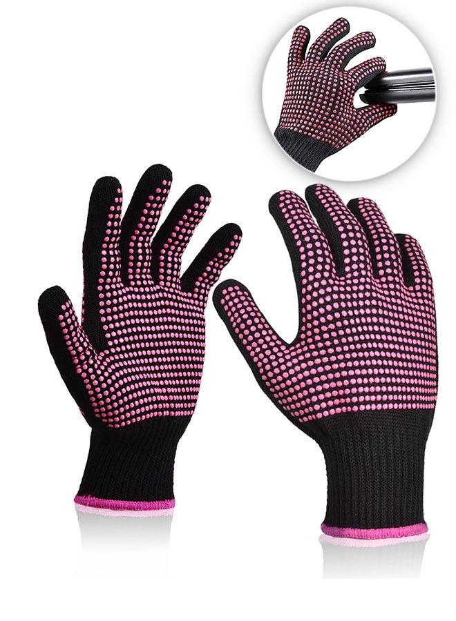 2 Pcs Heat Resistant Gloves with Silicone Bumps – Professional Heat Proof Gloves for Curling Wand, Flat Iron, Hot-Air Brush & Sublimation – Up to 572°F Protection, Flexible & Anti-Slip - Image 1