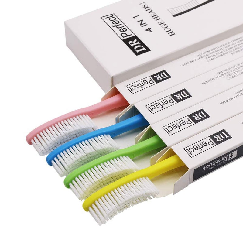 Drperfect Extra Hard & Firm Toothbrush Large Long Head Whitening Teeth Pack of 4 - Image 2