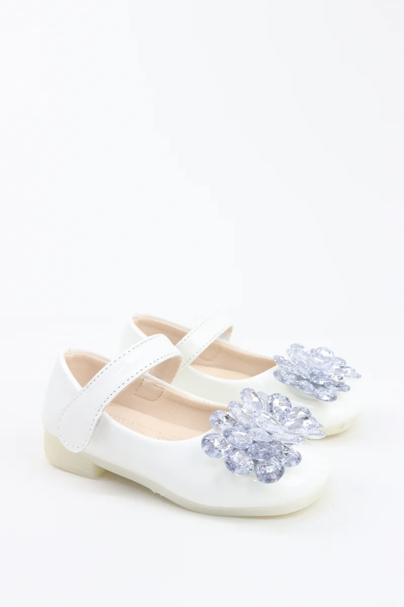 Viny VINY Girls Crystal Flower Ballerina Flats – Elegant Ballet Flats for Girls, Rhinestone Party Shoes, Princess Dress Shoes for Weddings, Birthdays & Special Occasions (Black, Pink, White, Beige)