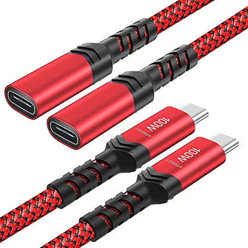 Besgoods USB C Extension Cable 3ft USB 32 10Gbps Data Transfer Male to Female USBC Extender 4K Video Audio Output Compatible with iPhone 17PD Docking StationMacBookSwitchDell XPSSSD2PackRed - Image 1