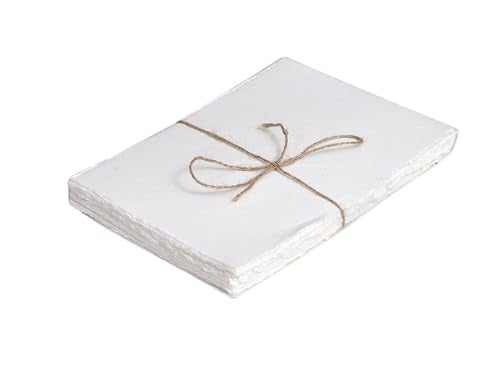HLC 50 Pack Cotton Watercolor Paper with Deckle Edge 200 GSM Rough Textured Watercolor Paper for Writing - Image 1