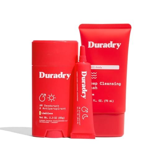 Duradry 3Step System  Formulated to fight Excessive Underarm Sweating Hyperhidrosis Block Sweat  Odor  Antiperspirant Deodorant Stick Sweat Minimizing Gel Deodorizing Body Wash  Limitless