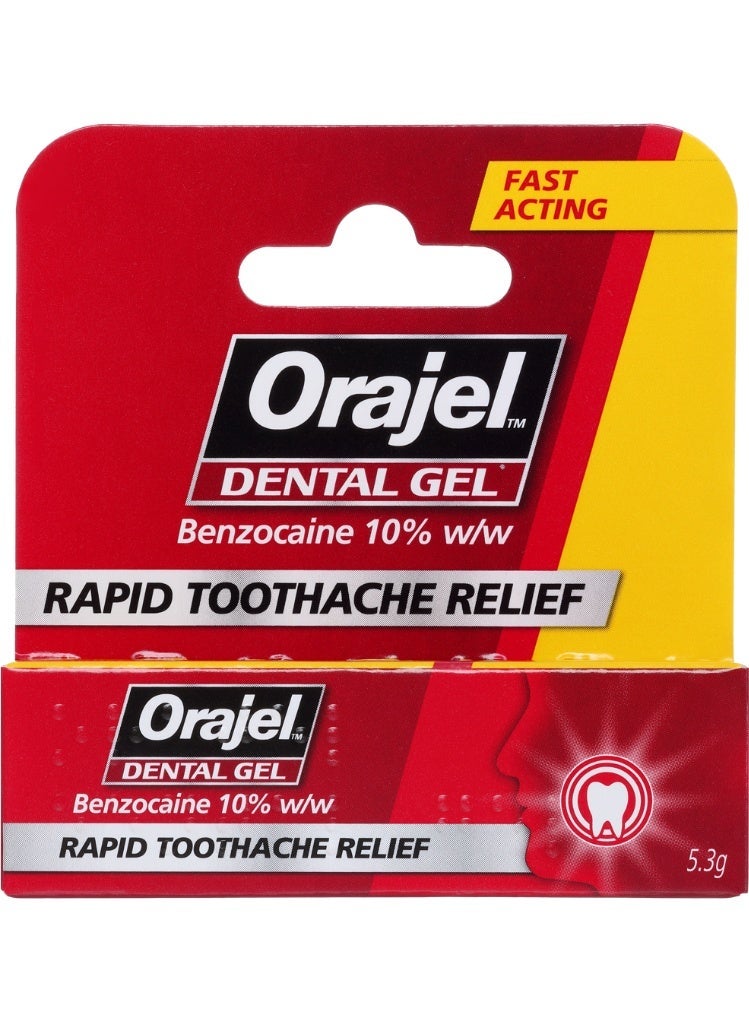 Orajel Dental Gel for Rapid Toothpain Relief - Benzocaine 10% w/w, Fast-Acting Dental Pain Relief Formula, 5.3g - Image 1