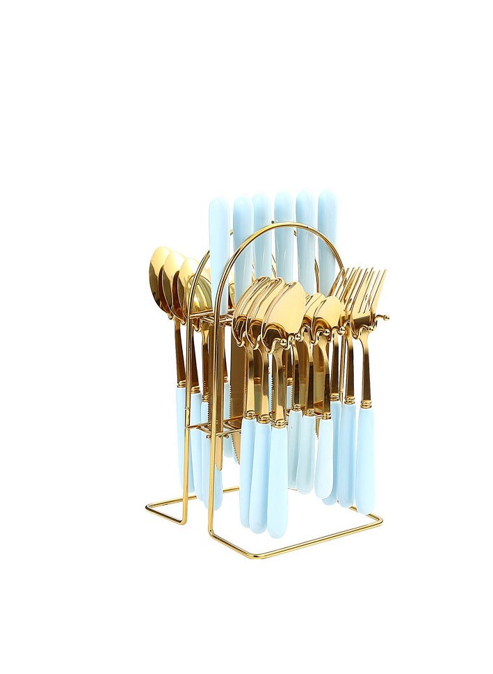 KUYING Stainless Steel Tableware Set Of 24 Pieces Western Knife Fork Spoon Set  - Image 1
