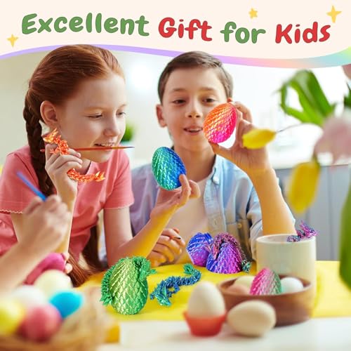 SHUWND 4PCS 3D Printed Dragon Eggs with Dragon InsideMini Easter Eggs Articulated Crystal Fidget ToysEaster Basket StuffersMystery Mythical Pieces 4PCF - Image 5