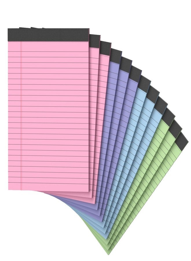 Vishoitty 12 Pack Note Pads 5x8, Narrow Ruled Legal Pad Writing Pads 5x8, Multicolor Small Notepads Small Note Pads, 30 Sheet/Notepad, Pink Legal Pad, Purple Notepad,Colored Lined Paper for School,Business,Home - Image 1