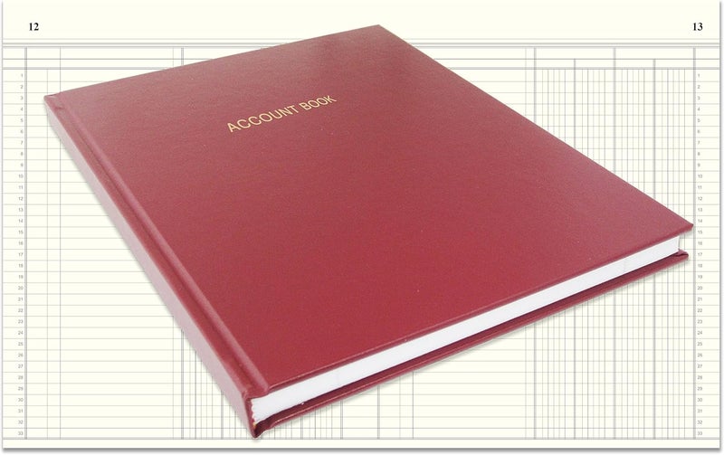 BookFactory Account Book/Ledger Book/Accounting/Account Notebook (4 Column/Four Columns Columnar Book Format) - 168 Pages, 8'' x 10'', Burgundy Cover, Section Sewn Hardbound (Made in USA) - Image 1