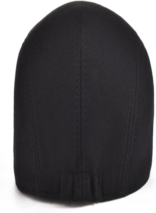 100% Cotton Solid Color Beret British Vintage Soft-Brimmed Cap (Black + Coffee) - Image 4