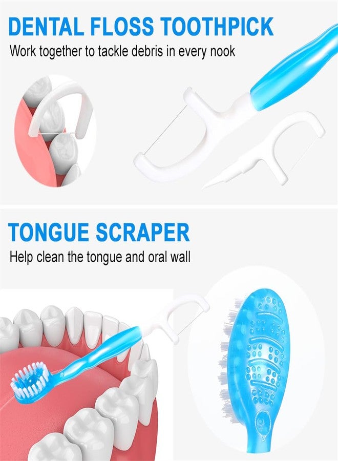 XYYLLL Toothbrushes Travel 12 Count Disposable Toothbrush Wrapped Portable Oral Care Set 5 in 1 Pre-Pasted Mini Brush Floss Pick Tongue Scraper for Camping Hiking School - Image 3