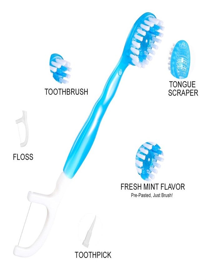 XYYLLL Toothbrushes Travel 12 Count Disposable Toothbrush Wrapped Portable Oral Care Set 5 in 1 Pre-Pasted Mini Brush Floss Pick Tongue Scraper for Camping Hiking School - Image 4