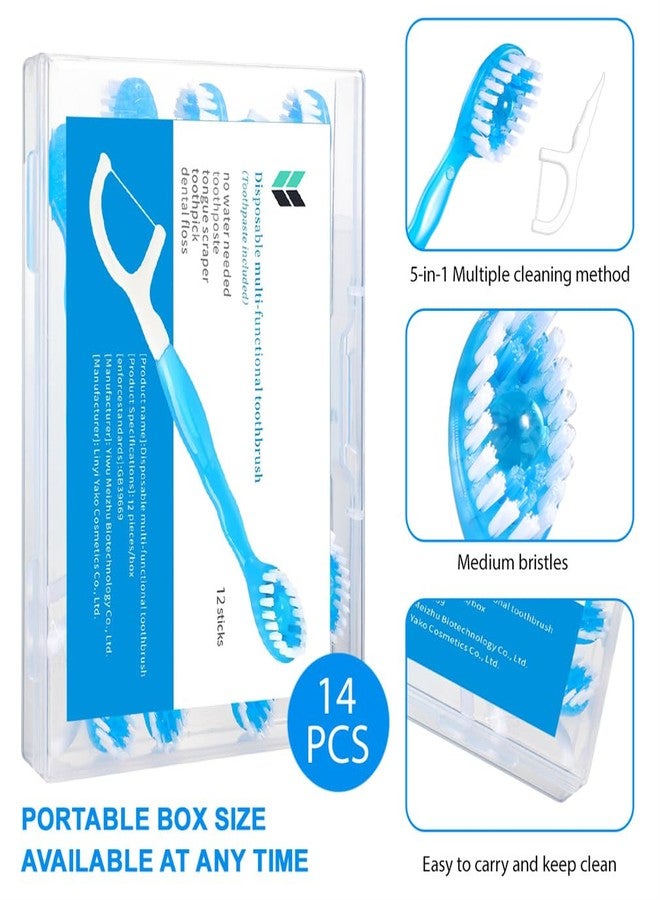 XYYLLL Toothbrushes Travel 12 Count Disposable Toothbrush Wrapped Portable Oral Care Set 5 in 1 Pre-Pasted Mini Brush Floss Pick Tongue Scraper for Camping Hiking School - Image 5