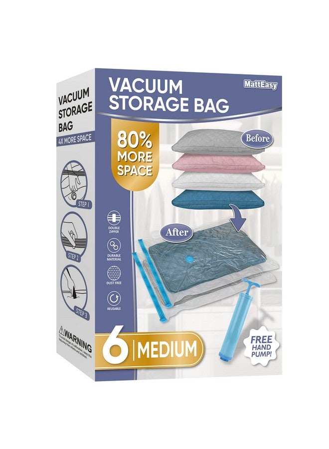 MattEasy MattEasy Space Saver Vacuum Storage Bags, 6 Pack Space Saver Bags with Pump, Storage Vacuum Sealed Bags for Clothes, Comforters, Blankets, Bedding (6 Medium) - Image 1