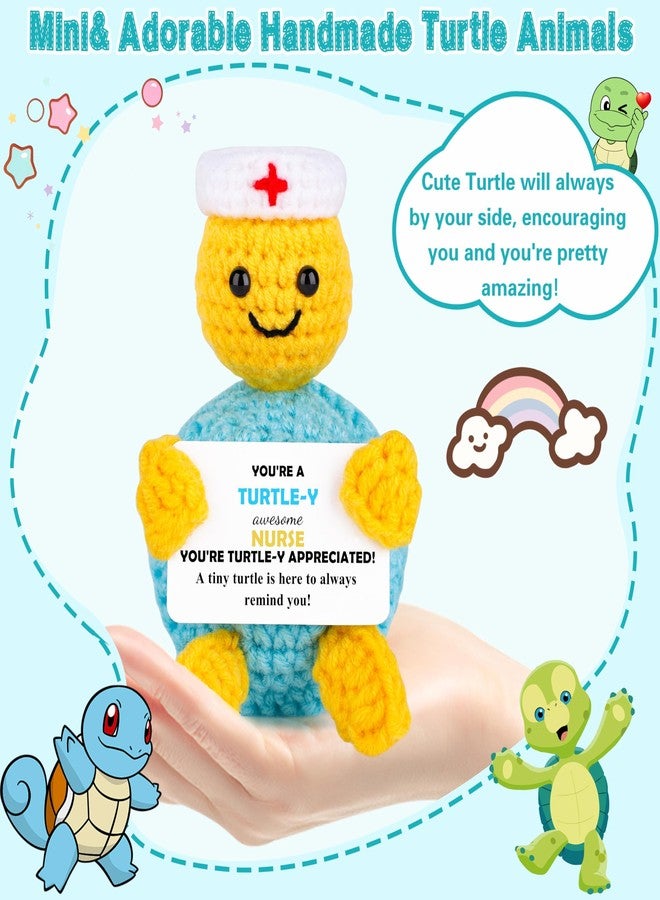 JoycuFF Funny Turtle Nurse Appreciation Gifts for Women Men Thank You Nurse Week Essentials Gift Retirement Gift Handmade Emotional Positive Crochet Animals Turtle - Image 3