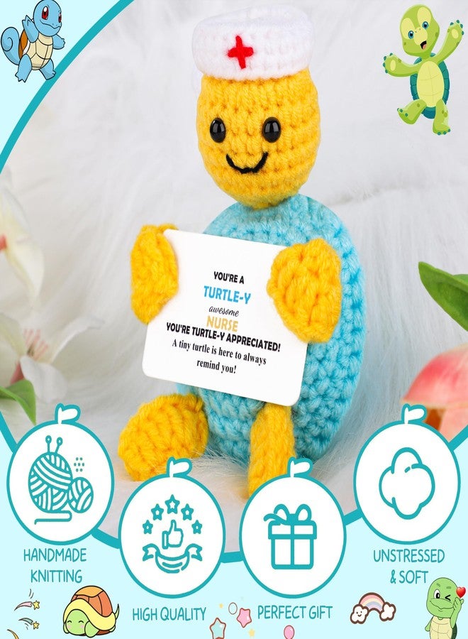 JoycuFF Funny Turtle Nurse Appreciation Gifts for Women Men Thank You Nurse Week Essentials Gift Retirement Gift Handmade Emotional Positive Crochet Animals Turtle - Image 5