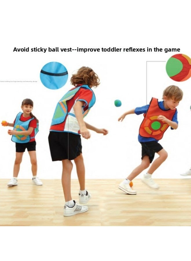 Children's Wrapping Sticky Jersey Super Battle Jacket Vest Kindergarten Parent-Child Interactive Play Throwing Sticky Target Avoidance Game-Color:Super Shirt Vest [12 PCs/set Of 6 Red 6 Blue]]]] - Image 2