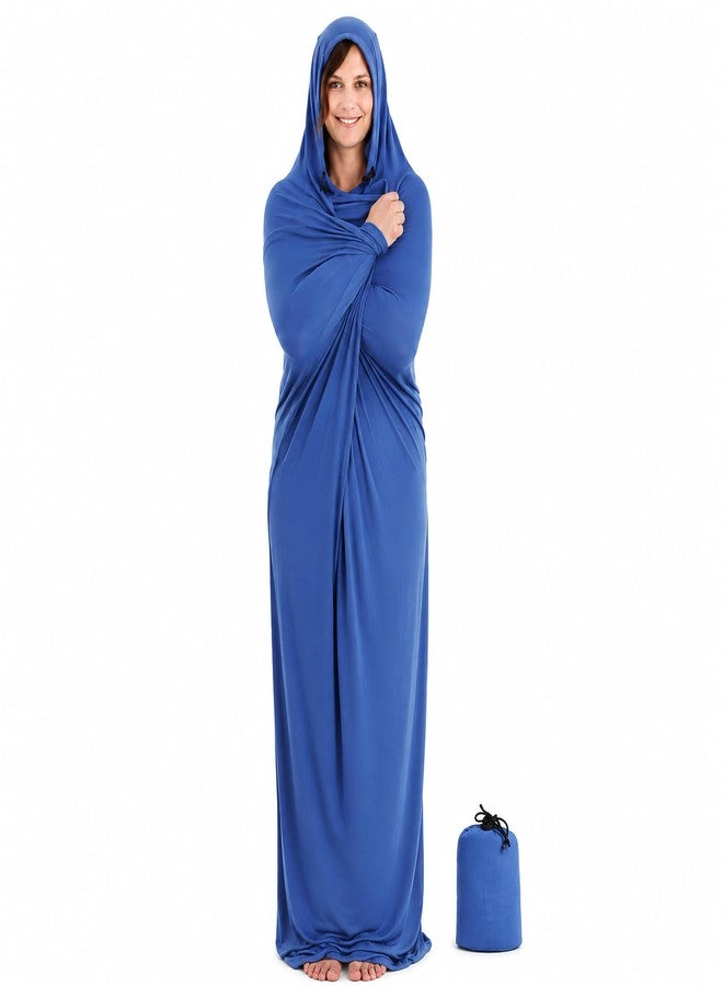 Sensory4u Sleeping Bag Liner, 1 lb Wearable Camping Quilt with Hood, Ultralight - Image 1