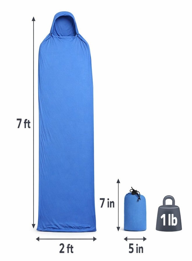 Sensory4u Sleeping Bag Liner, 1 lb Wearable Camping Quilt with Hood, Ultralight - Image 2