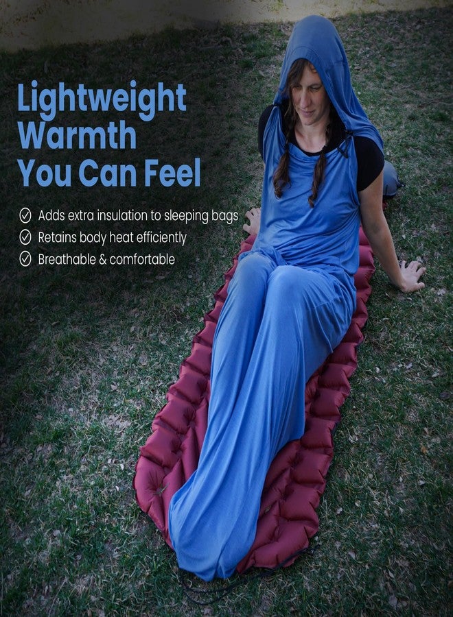 Sensory4u Sleeping Bag Liner, 1 lb Wearable Camping Quilt with Hood, Ultralight - Image 5