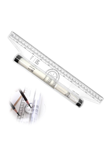 12-Inch Multifunctional Plastic Rolling Ruler for Drawing, Parallel Lines, and Circle Arc Design - Ideal for Accurate Measurements and Creative Projects.