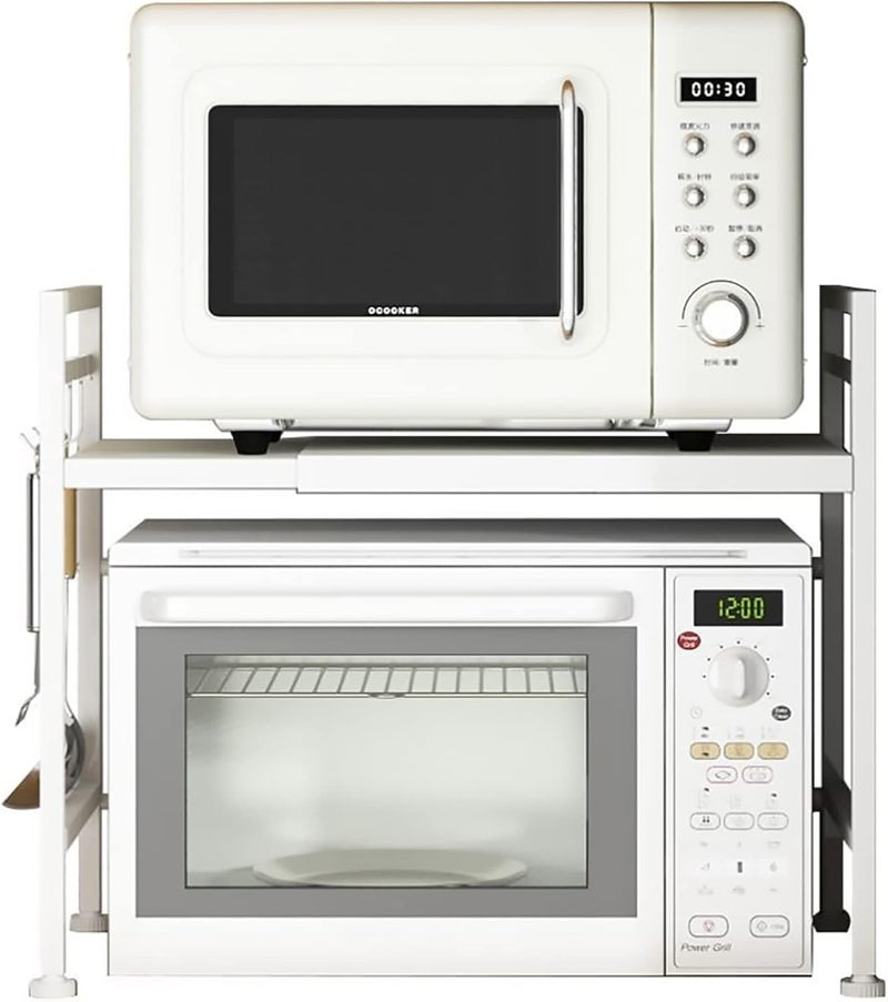 ARHAT ORGANIZERS ARHAT ORGANIZERS Microwave Oven Rack Countertop Microwave and Toaster Oven Stand Elegant Kitchen Counter Shelf Storage Oraginzer with Hooks Sturdy Metal Frame NonSlip Pads for Home Use  - Image 1