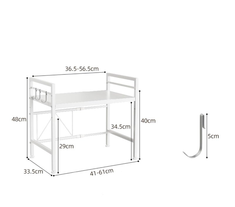 ARHAT ORGANIZERS ARHAT ORGANIZERS Microwave Oven Rack Countertop Microwave and Toaster Oven Stand Elegant Kitchen Counter Shelf Storage Oraginzer with Hooks Sturdy Metal Frame NonSlip Pads for Home Use  - Image 3