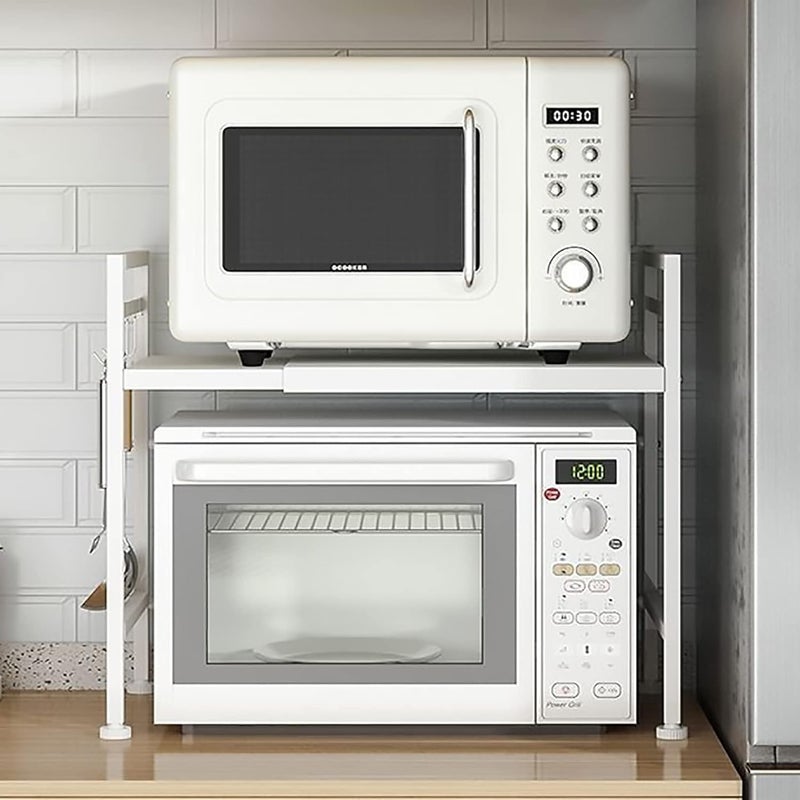 ARHAT ORGANIZERS ARHAT ORGANIZERS Microwave Oven Rack Countertop Microwave and Toaster Oven Stand Elegant Kitchen Counter Shelf Storage Oraginzer with Hooks Sturdy Metal Frame NonSlip Pads for Home Use  - Image 2