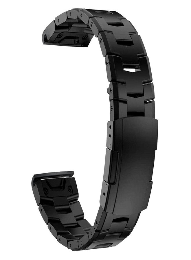 Abanen Titanium Watch Band for Garmin Fenix 8 47mm/epix Pro 47mm, Quick Fit 22mm Titanium Metal Wristband with Stainless Steel Buckle for Fenix 7/6/5,Approach S62 (Black) - Image 1