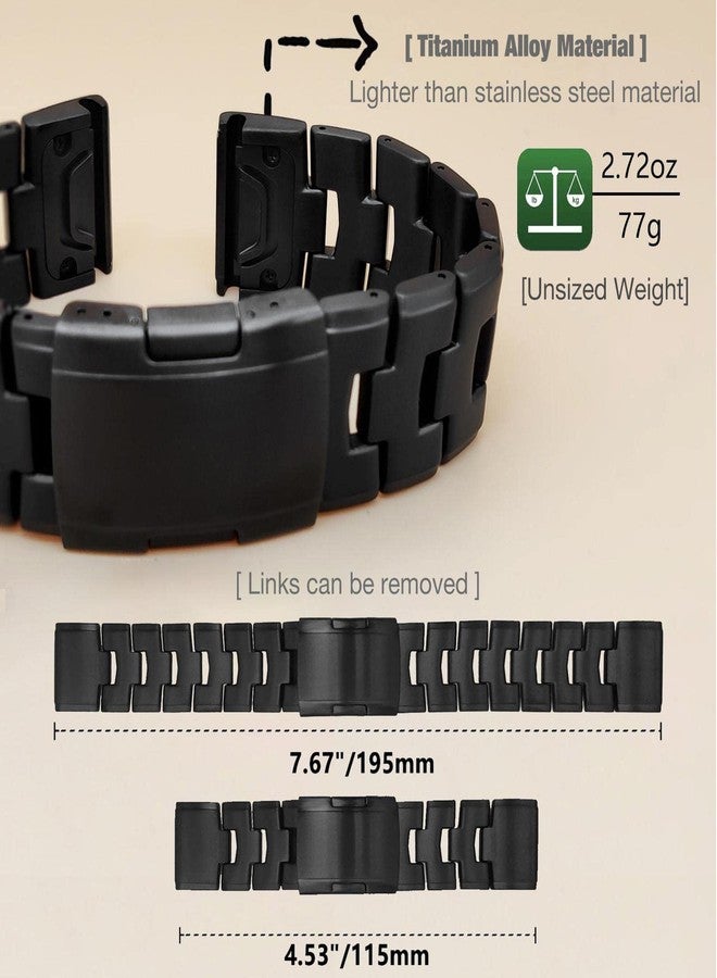 Abanen Titanium Watch Band for Garmin Fenix 8 47mm/epix Pro 47mm, Quick Fit 22mm Titanium Metal Wristband with Stainless Steel Buckle for Fenix 7/6/5,Approach S62 (Black) - Image 4