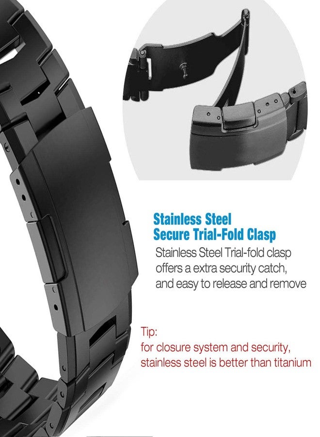 Abanen Titanium Watch Band for Garmin Fenix 8 47mm/epix Pro 47mm, Quick Fit 22mm Titanium Metal Wristband with Stainless Steel Buckle for Fenix 7/6/5,Approach S62 (Black) - Image 5