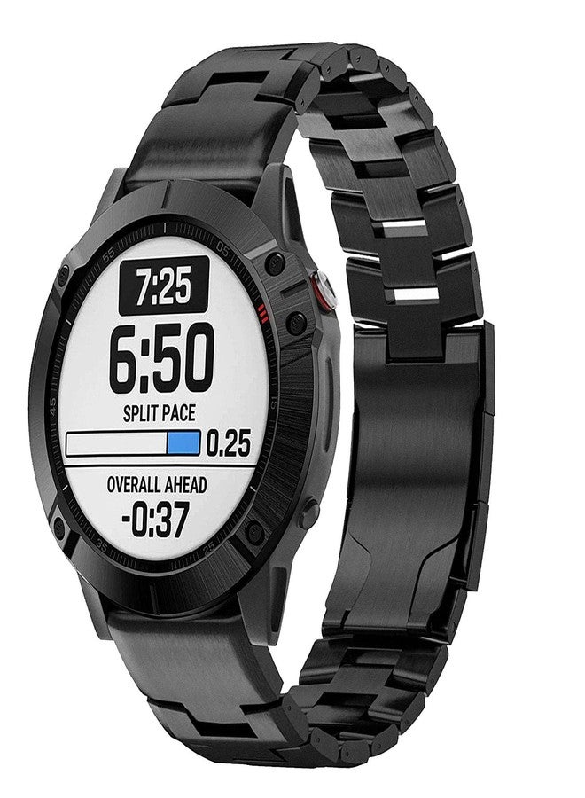 Abanen Titanium Watch Band for Garmin Fenix 8 47mm/epix Pro 47mm, Quick Fit 22mm Titanium Metal Wristband with Stainless Steel Buckle for Fenix 7/6/5,Approach S62 (Black) - Image 2