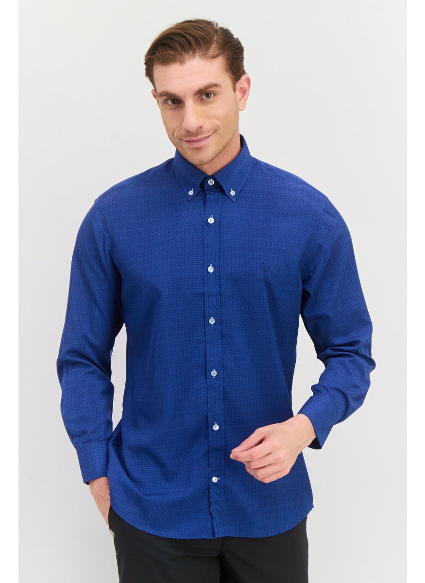 Tailorbyrd Men Regular Fit Allover Print Casual Shirt, Navy  - Image 1