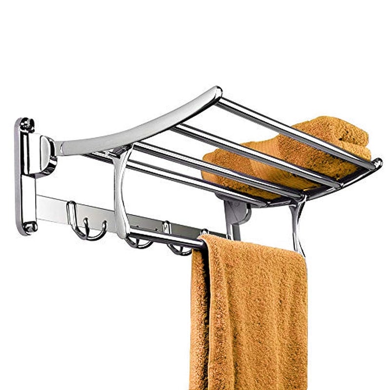 plantex Plantex Stainless Steel Folding Towel Rack with Stainless Steel 304 Grade Squaro Bathroom Accessories Set 5pcs (Towel Rod/Napkin Ring/Tumbler Holder/Soap Dish/Robe Hook)  - Image 3