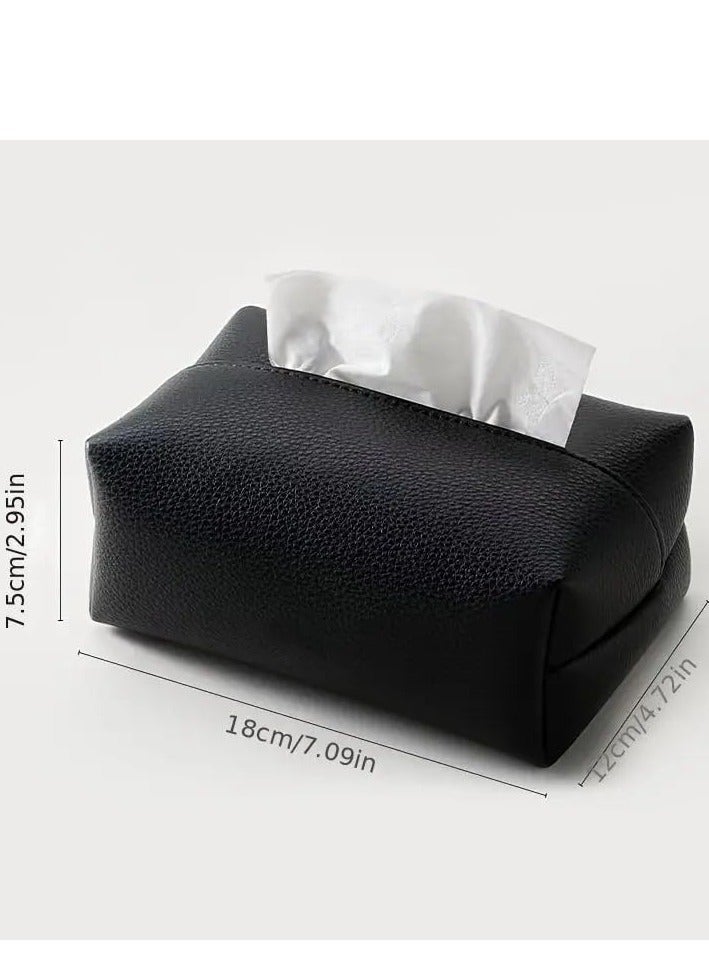 Decorhills Leather Tissue Box Cover for Home, Office, Car – Decorative PU Leather Tissue Holder for Living Room, Bedroom – Elegant, Compact Tissue Organizer – Fits Standard Boxes – 20x13x10cm, 250g - Image 3