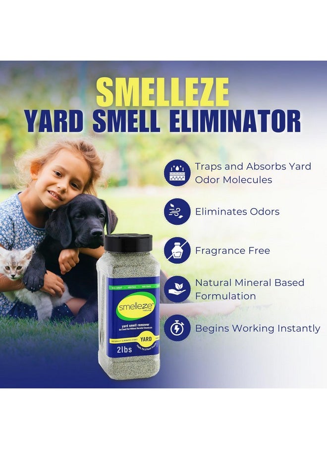SMELLEZE - Natural Yard Odor Remover Deodorizer: 2 Lb. Granules Eliminate Outdoor Pet Urine & Stool Smell. Long Lasting. People, Pet, Plant & Planet Safe. - Image 1