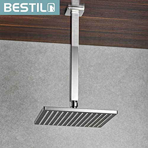 BESTILL 12 Inch Chrome Ceiling Mount Shower Arm and Flange, Square Rain Shower Head Arm - Image 2