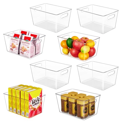 YIHONG Clear Plastic Storage Bins 8 Pack Pantry Organizer Bins with Handle for Kitchen FreezerCabinetCloset Organization and Storage