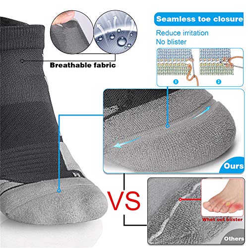 Hylaea No Show Running Athletic Socks for Men & Women, No Blister Moisture Wicking Socks with Coolmax Cushion Padded, Seamless, Anti-odor, ideal for Sport, Gym, Tennis, Gray Blue Red Medium - Image 3