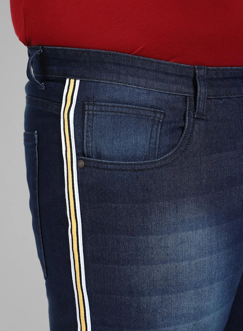 Instafab Plus Men's Classic Blue Dark-Washed Regular Fit Denim Jeans