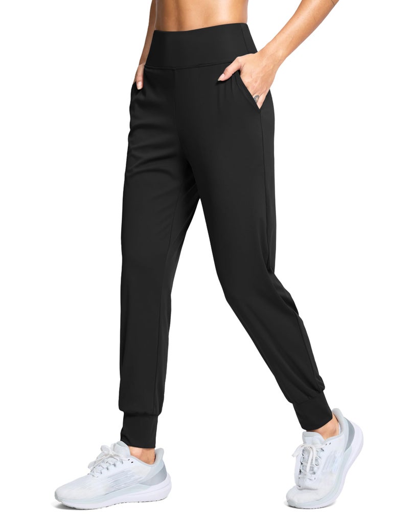 SANTINY Women's Joggers Pants with Pockets Lightweight High Waisted Athletic Gym Workout Pants for Women Yoga Travel (Black_M) - Image 1