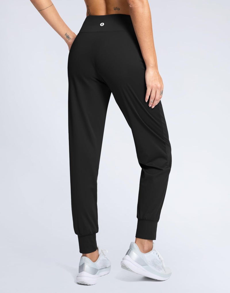 SANTINY Women's Joggers Pants with Pockets Lightweight High Waisted Athletic Gym Workout Pants for Women Yoga Travel (Black_M) - Image 2