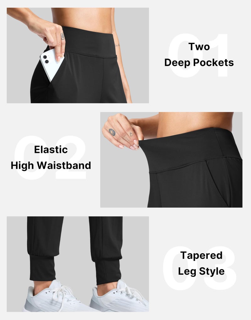 SANTINY Women's Joggers Pants with Pockets Lightweight High Waisted Athletic Gym Workout Pants for Women Yoga Travel (Black_M) - Image 4