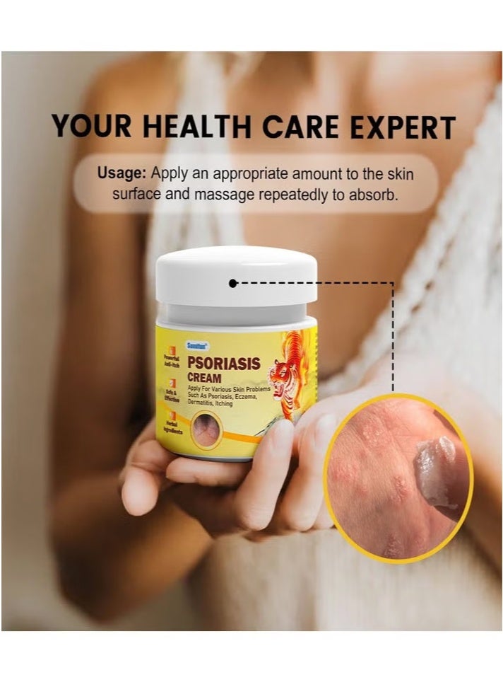 Sumifun Psoriasis Cream,Natural Chinese Herbal Eczema Psoriasis Creams Dermatitis and Eczema Pruritus Psoriasis Ointment，Psoriasis Creams - Psoriasis Treatment, Antibacterial Cream,for Body Itching 20g - Image 2