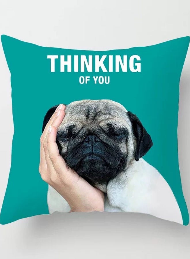 NIBEMINENT Dog Thinking Of You Printed Decorative Cushion Cover Multicolour 45x45cm - Image 1